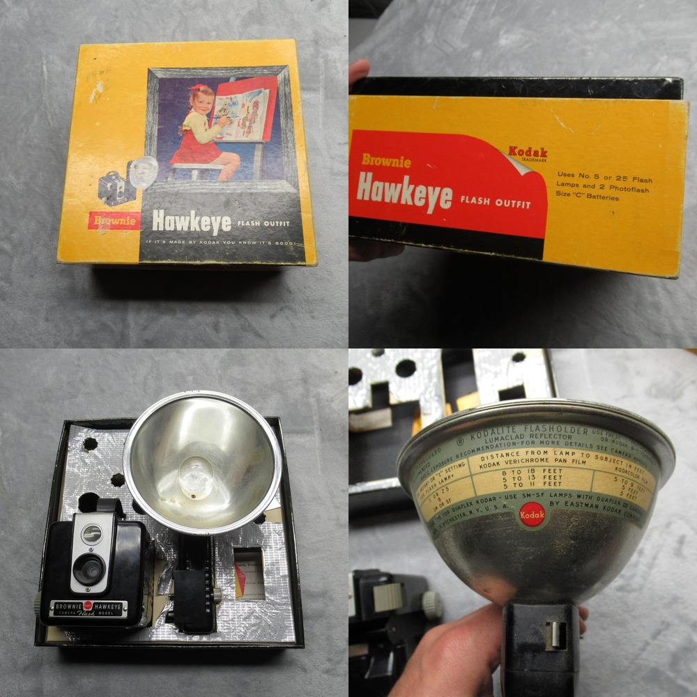 Kodak Brownie Hawkeye Flash Outfit Camera Kit‎ Collectible Untested 1950s VTG